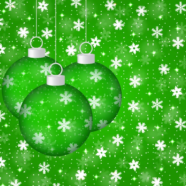 Weihnachten Hintergrund mit Weihnachtskugeln und Schneeflocken — Stockvektor