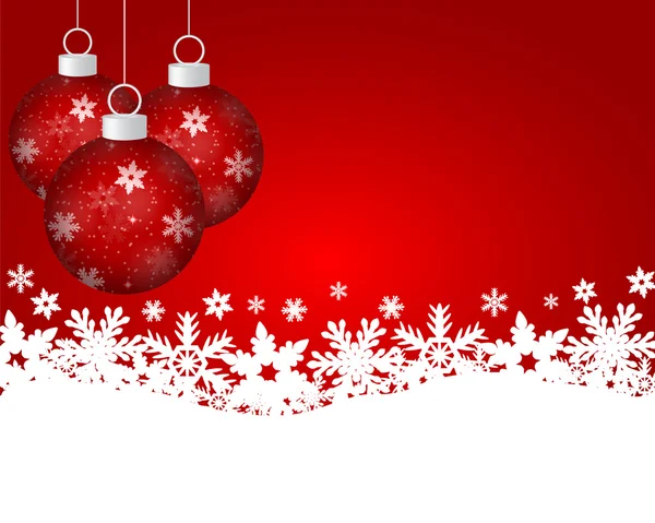 Fondo rojo de Navidad con bolas de Navidad — Vector de stock