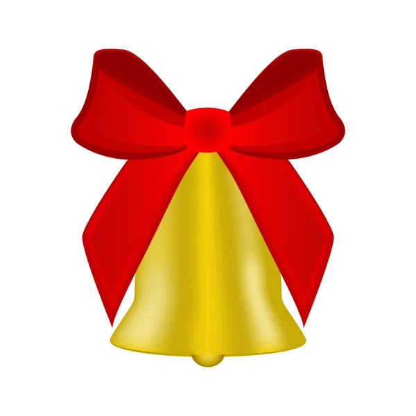 Vánoční zvonek s červenou stuhu — Stockový vektor