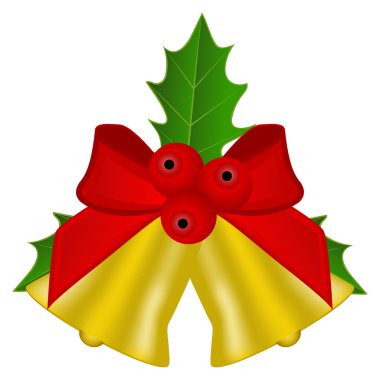 Kırmızı yay ve holly ile Noel çanları 