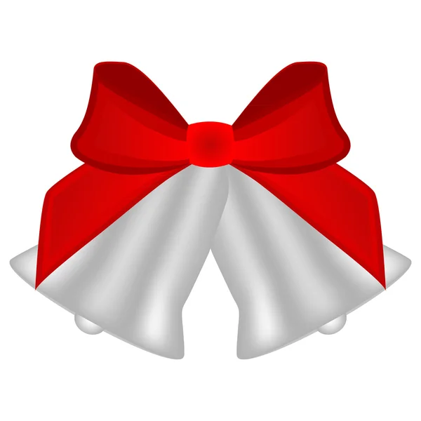 Christmas silver bells with red bow — Stock Vector