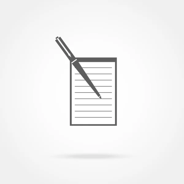 Caderno de ícone e caneta — Vetor de Stock