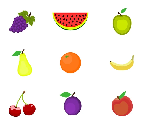 Ensemble de fruits sur fond blanc — Image vectorielle