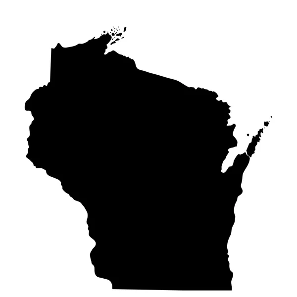 Mappa dello stato americano del Wisconsin — Vettoriale Stock