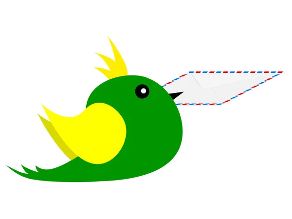 Bird with an envelope in its beak — Stock Vector
