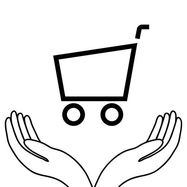 Shopping trolley in the hands of — Stock Vector