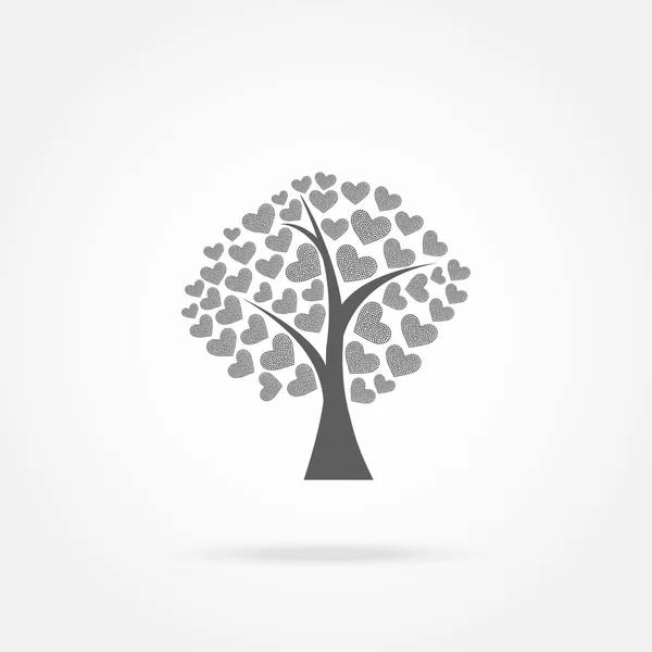 Árbol con corazón icono — Vector de stock