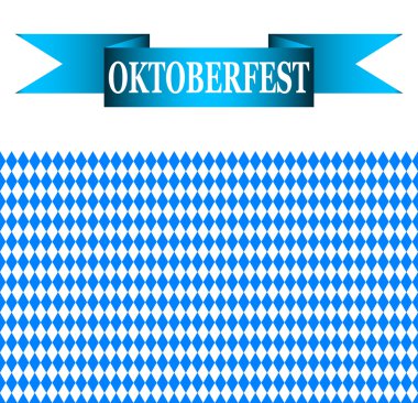 Blue ribbon Oktoberfest kelimelerle ve Bavyera bayrak