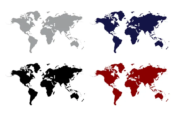 Conjunto de mapas do mundo — Vetor de Stock