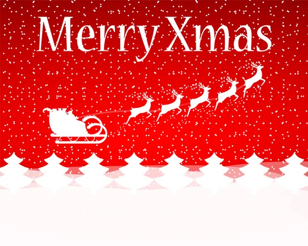 Renne chanceux père Noël sur un fond rouge — Image vectorielle