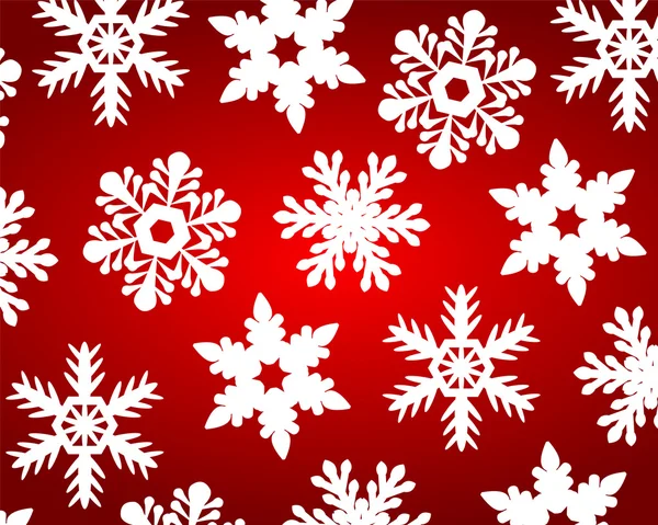 Fundo de Natal vermelho com flocos de neve — Vetor de Stock