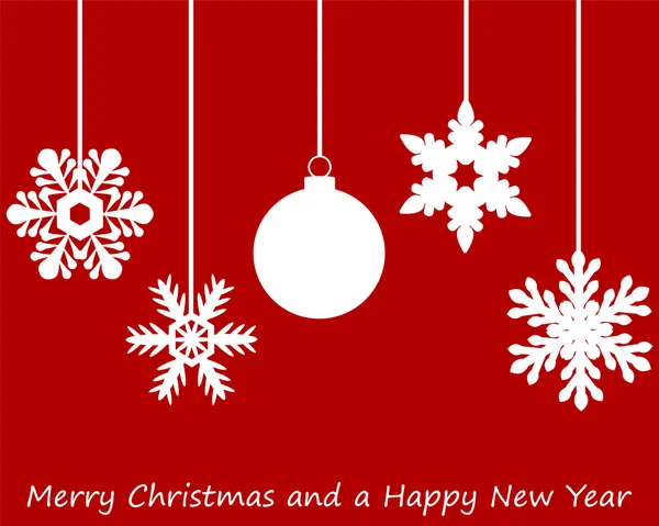 纸雪花圣诞树和圣诞球挂 — 图库矢量图片