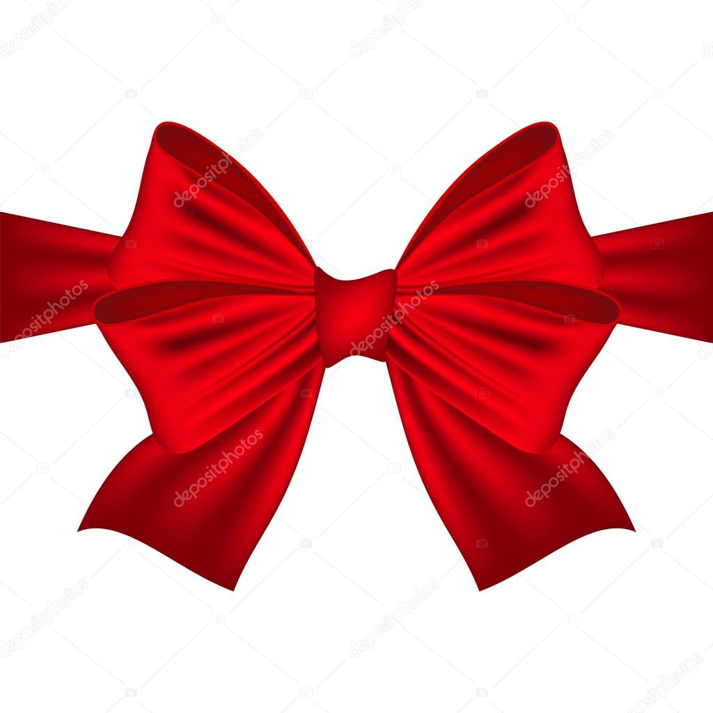 Red bow on a white background 