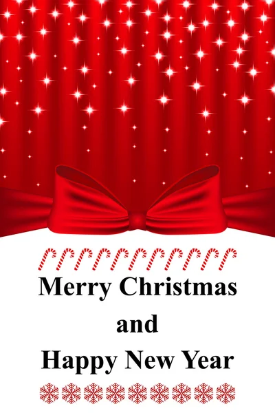 Weihnachtskarte Weihnachtsmann mit einem Sack voller Geschenke — Stockvektor