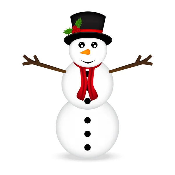 Christmas snowman op witte achtergrond — Stockvector