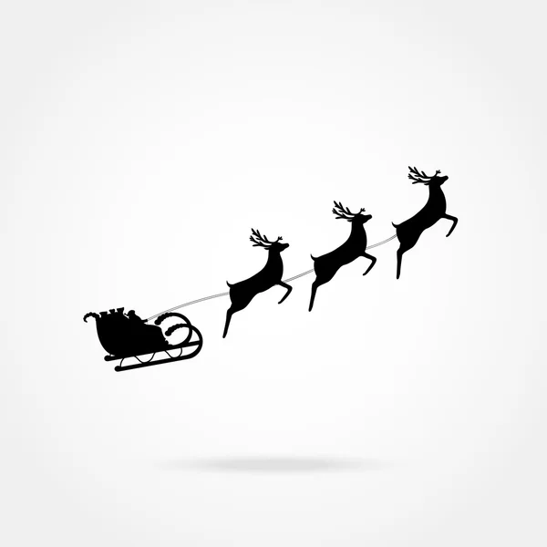 Santa Claus rides in a sleigh in harness on the reindeer — Stock Vector