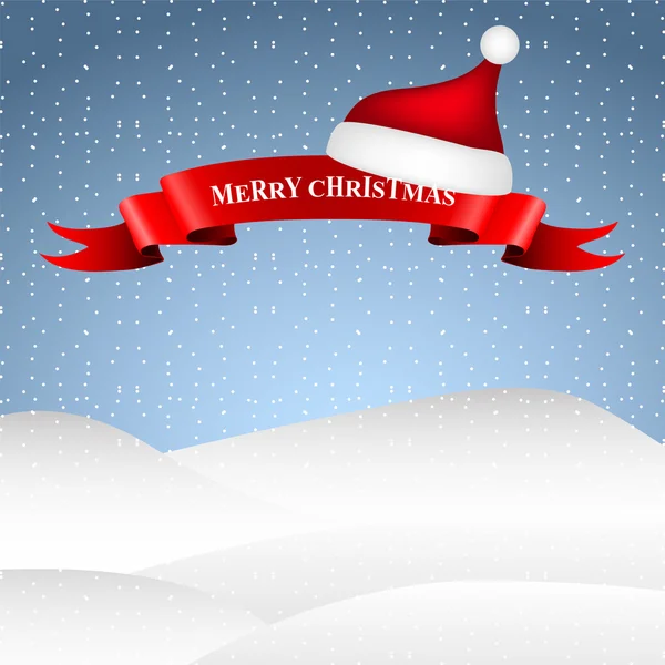 丝带圣诞树和圣诞老人的帽子祝贺 — 图库矢量图片