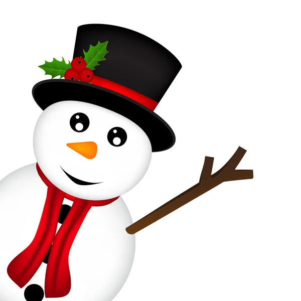 Bonhomme de neige de Noël sur fond blanc — Image vectorielle