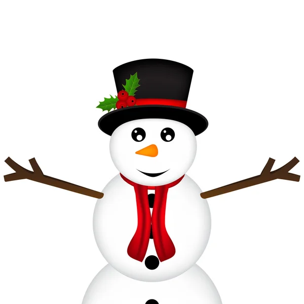 Christmas Snowman on white background — Stock Vector