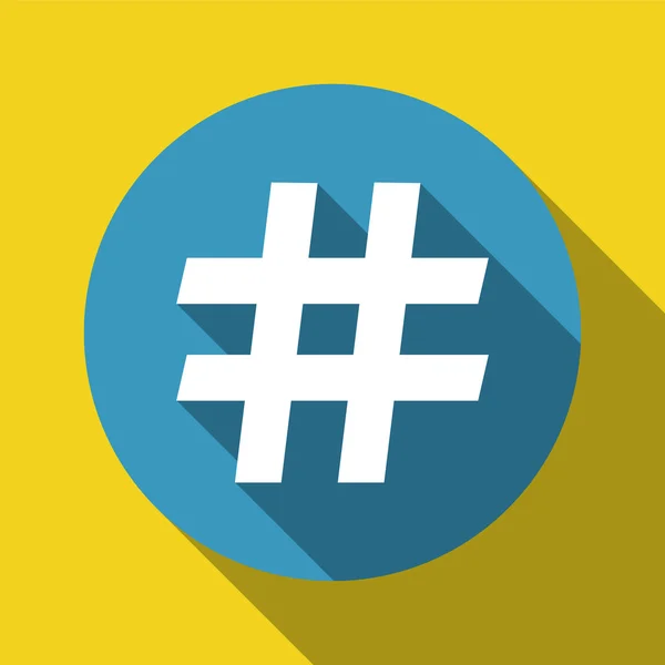 Hashtag σύμβολο επίπεδη σχεδίαση με σκιά — Διανυσματικό Αρχείο