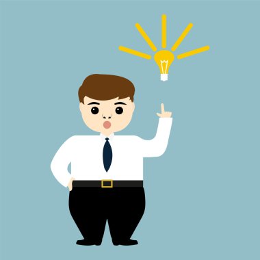 genç işadamı bir ampul fikir gösterilen