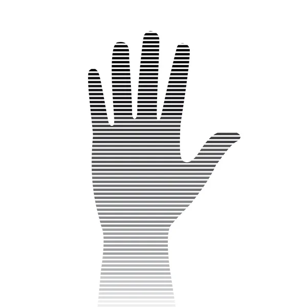 Silhouette hand with stripes on a white background — Stock Vector