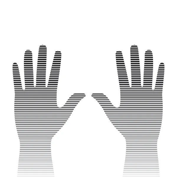 Silhouette hand with stripes on a white background — Stock Vector