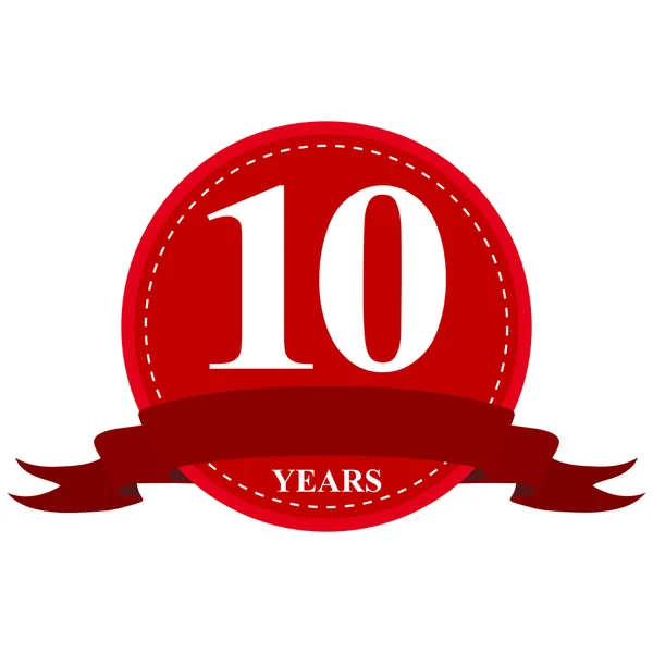 メダル リボン 10 年周年 — ストックベクタ