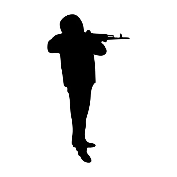 Silhouette eines Mannes mit Waffe — Stockvektor