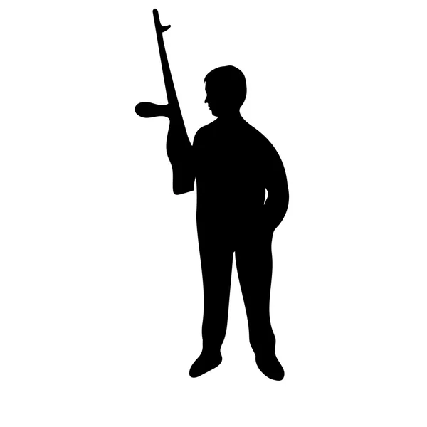 Silhouette of a man with a gun — Stock Vector