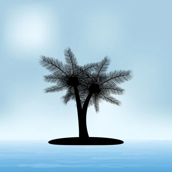 Seascape w słoneczny letni dzień z sylwetą drzewa palmowe — Wektor stockowy