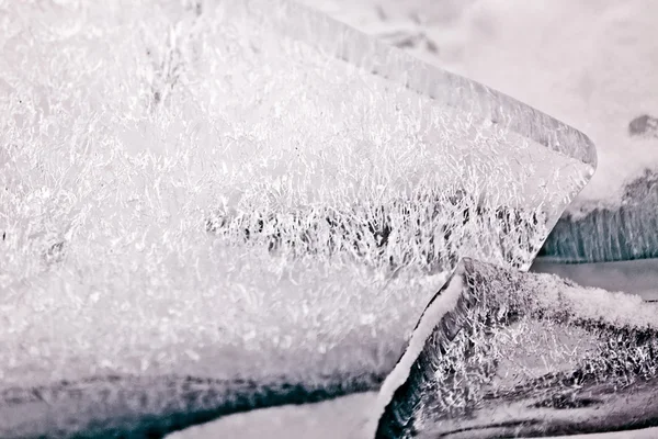 Chunks of river ice sunlit closeup — Stock Photo, Image