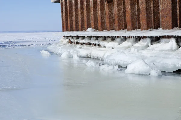 buz ve kar ile demirleme kış nehir su eritmek