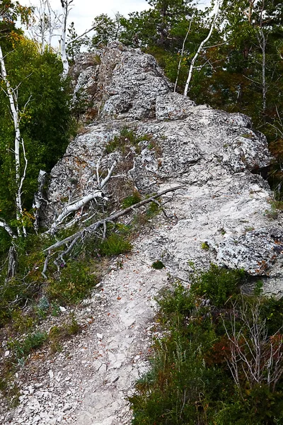 Damn steniga stigen till toppen av berget — Stockfoto