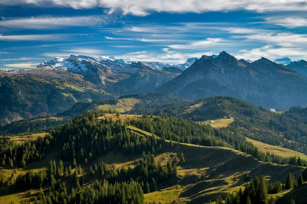 Schöne Aussicht Auf Die Herbstlichen Schweizer Alpen Vom Gipfel Des — Stockfoto