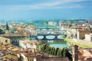 Ponte Vecchio Köprüsü ile güzel şehir Floransa görüntüsü
