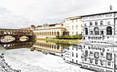 From sketch to the Florence city - Beautiful Ponte Vecchio clipart