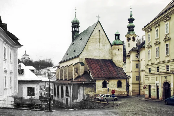 Do esboço à cidade de Banska Stiavnica, Eslováquia, ilustração — Fotografia de Stock