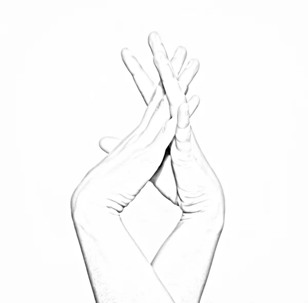 Sketch of entangled female hands — Stock Photo, Image