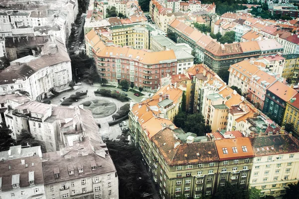 From sketch to the Prague city, past and present, old houses — Stock Photo, Image