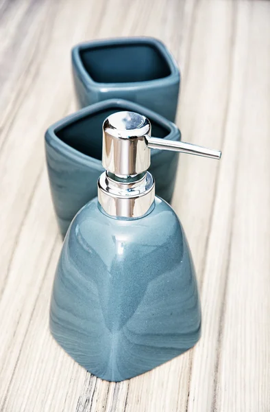 Ceramic bottles set for liquid soap — Stock Photo, Image