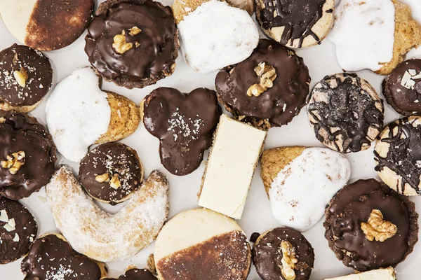 Fijne chocolade koekjes, close-up foto van zoet voedsel — Stockfoto