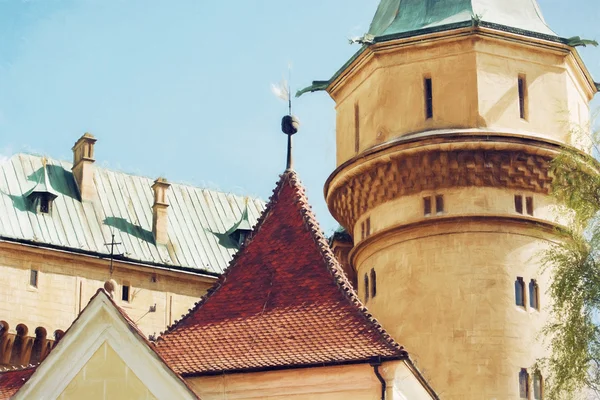Detail photo of Bojnice castle, Slovakia, illustration with colo — Stock Photo, Image