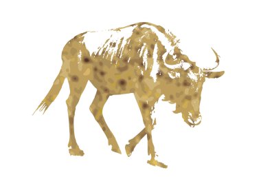 Mavi wildebeest - Connochaetes taurinus dolu silüeti