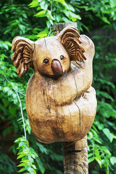 Wooden statue of cute koala, artistic object — Stock Photo, Image