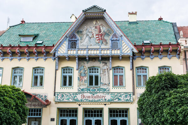 Beautiful painted culture house in Skalica city, Slovakia