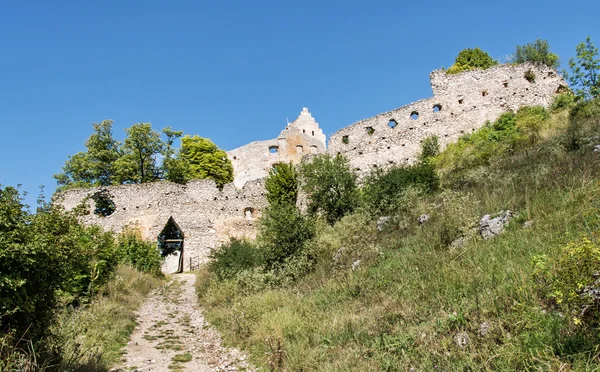 Дорога к руинскому замку Топольчаны в Словацком крае — стоковое фото