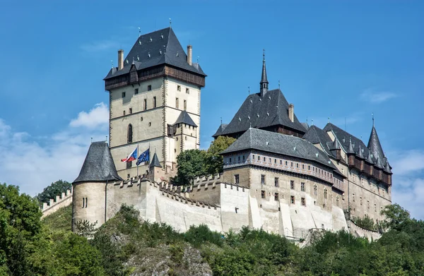 Karlstejn is a large gothic castle founded 1348 by Charles IV, b — Stock Photo, Image