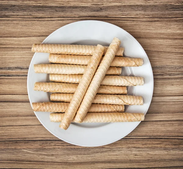 Christmas luxury cookies on the circle white plate — Stock Photo, Image