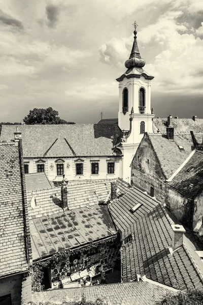 Annunciation church and red roofs of old houses, Szentendre — Stock Photo, Image